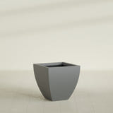 Lima Tapered Square Planter in Matte Gunmetal, 24", shown empty
