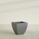 Lima Tapered Square Planter in Matte Gunmetal, 24", shown empty