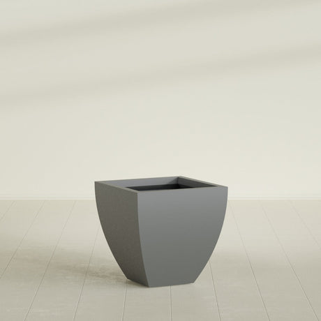 Lima Tapered Square Planter in Matte Gunmetal, 24", shown empty