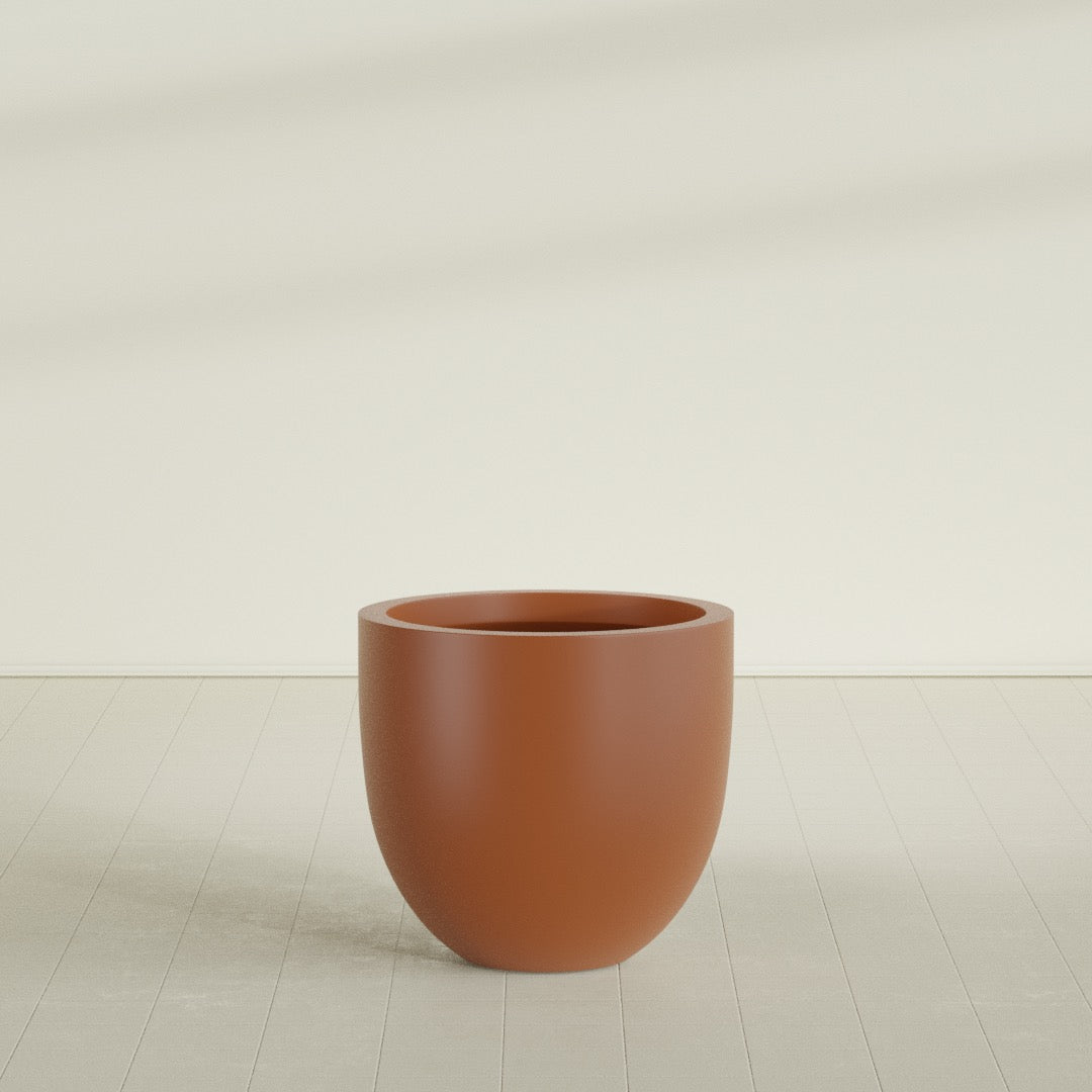 Alzira Bowl Planter in Matte Terra Cotta, 30"D × 28"H, shown empty