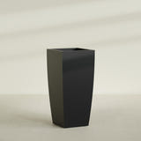 Toulan Tapered Square Planter in Matte Black, 28"W × 60"H, shown empty