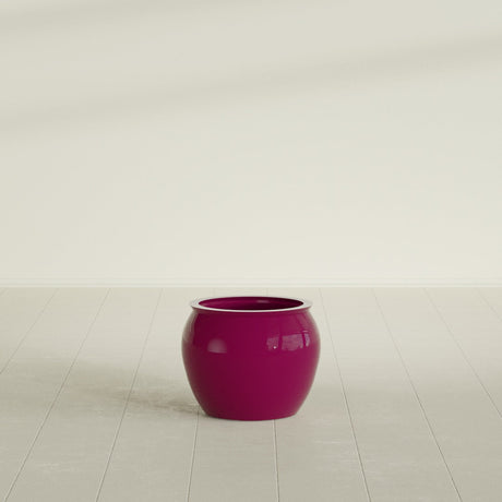 Shanghai Fishbowl Planter in Gloss Eggplant, 16", shown empty
