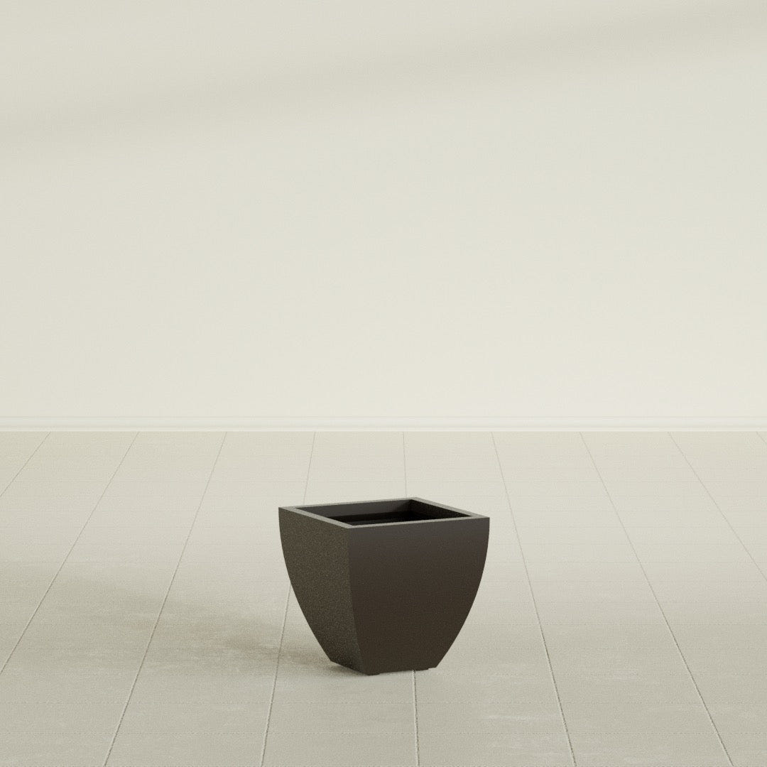 Lima Tapered Square Planter in Matte Dark Brown, 12", shown empty