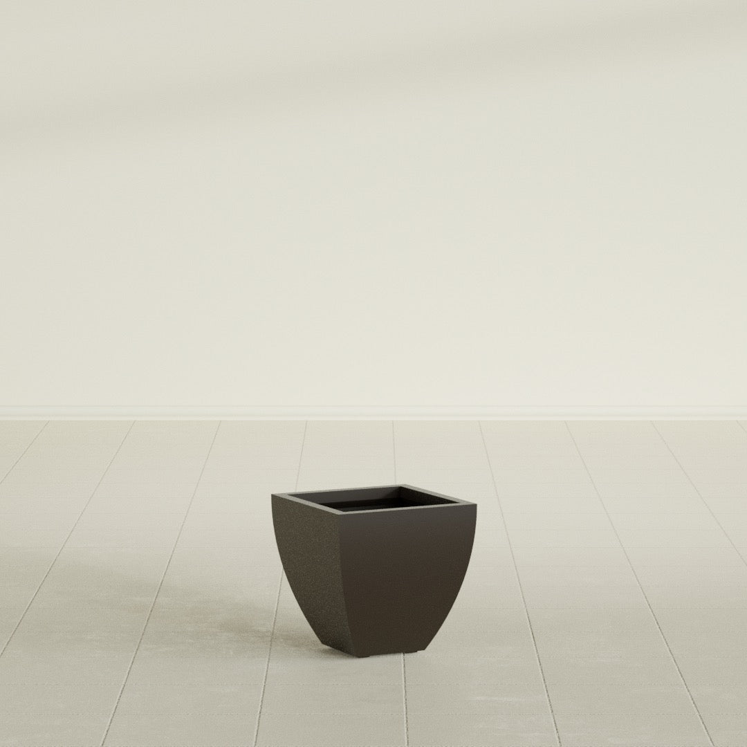 Lima Tapered Square Planter in Matte Dark Brown, 12", shown empty