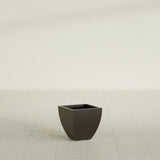 Lima Tapered Square Planter in Matte Dark Brown, 12", shown empty