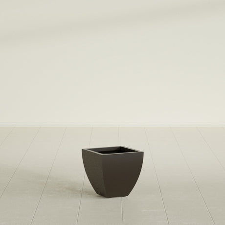 Lima Tapered Square Planter in Matte Dark Brown, 12", shown empty