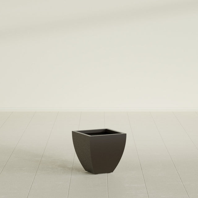 Lima Tapered Square Planter in Matte Dark Brown, 12", shown empty