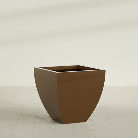 Lima Tapered Square Planter in Metallic Bronze, 30", shown empty
