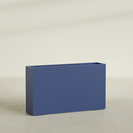 Perth Rectangular Planter in Matte Cobalt Blue, 72"L × 16"D × 42"H, shown empty