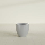 Wannsee Round Planter in Metallic Silver, 27"D × 24"H, shown empty