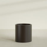 Rio Grande Cylinder Planter in Matte Dark Brown, 22"D × 22"H, shown empty