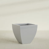Lima Tapered Square Planter in Metallic Silver, 30", shown empty