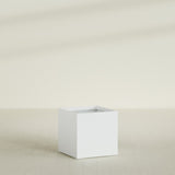 Montroy Cube Planter in Matte Bright White, 32", shown empty
