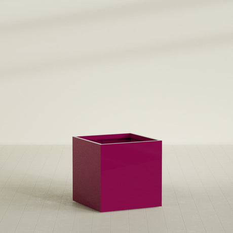 Montroy Cube Planter in Gloss Eggplant, 36", shown empty