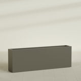Hollywood Narrow Rectangular Planter in Matte Bronze, 72"L × 12"D × 24"H, shown empty