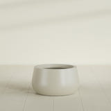 Short Hayden Bowl Planter in Satin Beige, 16"D × 8"H, shown empty