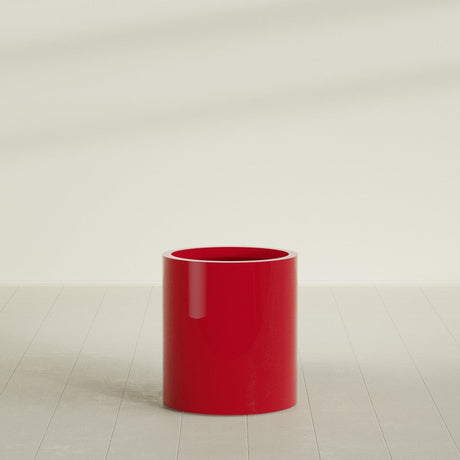 Rio Grande Cylinder Planter in Gloss Red, 18"D × 20"H, shown empty