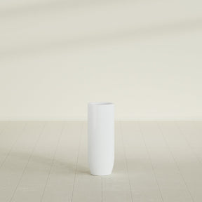 Saint Tropez Bullet Round Planter in Matte Bright White, 12"D × 32"H, shown empty