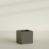 Montroy Cube Planter in Matte Bronze, 32", shown empty