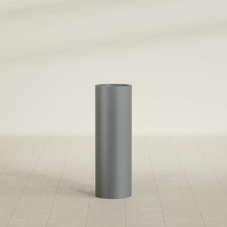 Corry Cylinder Planter in Matte Gunmetal, 10"D × 30"H, shown empty