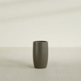 Lisbon tall round tapered fiberglass planter in Matte Bronze, 14 in diameter, 25 in high, shown empty