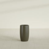 Lisbon tall round tapered fiberglass planter in Matte Bronze, 14 in diameter, 25 in high, shown empty