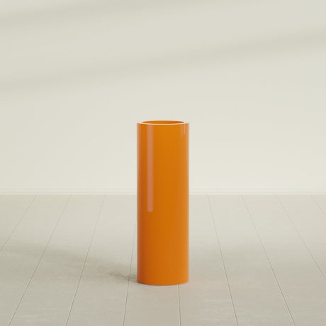 Corry Cylinder Planter in Gloss Tangerine, 10"D × 30"H, shown empty