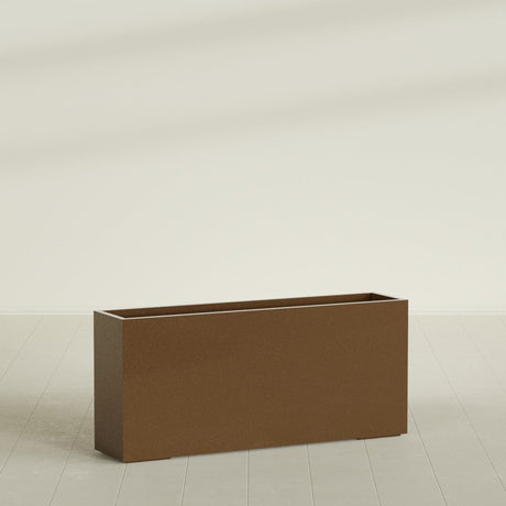 Potsdam Rectangular Planter in Metallic Bronze, 72"L × 16"D × 32"H, shown empty