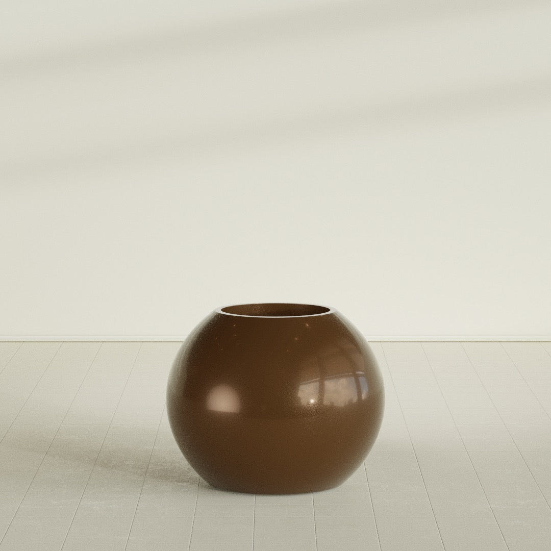 Globe Planter in Metallic Bronze, 30"D × 24"H, shown empty