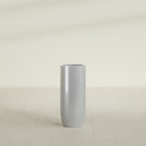 Saint Tropez Bullet Round Planter in Metallic Silver, 16"D × 38"H, shown empty