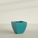 Lima Tapered Square Planter in Satin Seafoam Green, 24", shown empty