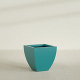 Lima Tapered Square Planter in Satin Seafoam Green, 24", shown empty