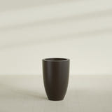 Brannan Tapered Round Planter in Matte Dark Brown, 24"D × 35"H, shown empty