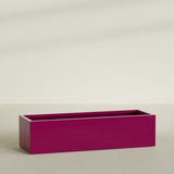 Torino Wide Rectangular Planter in Gloss Eggplant, 72"L × 24"D × 18"H, shown empty