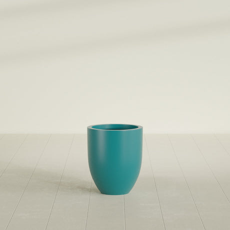 Valencia Tapered Round Planter in Satin Seafoam Green, 15"D × 18"H, shown empty