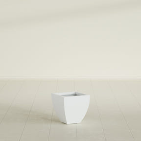 Lima Tapered Square Planter in Matte Bright White, 12", shown empty