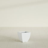Lima Tapered Square Planter in Matte Bright White, 12", shown empty