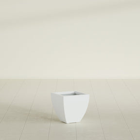 Lima Tapered Square Planter in Matte Bright White, 12", shown empty
