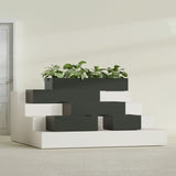 Antwerp Rectangular fiberglass planter in Matte Charcoal, size range, in a sunlit interior