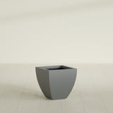 Lima Tapered Square Planter in Matte Gunmetal, 16", shown empty