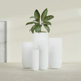 Saint Tropez Bullet Round Planter in Matte Bright White, 28"D × 60"H, shown empty