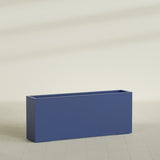 Hollywood Narrow Rectangular Planter in Matte Cobalt Blue, 60"L × 12"D × 24"H, shown empty