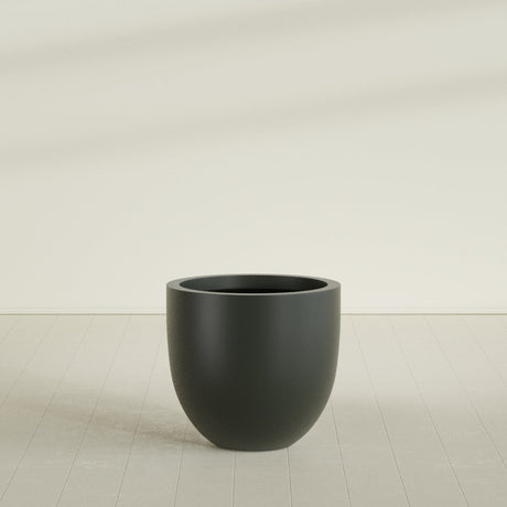 Alzira Bowl Planter in Matte Charcoal, 30"D × 28"H, shown empty