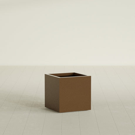 Montroy Cube Planter in Metallic Bronze, 20", shown empty