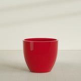 Wannsee Round Planter in Gloss Red, 50"D × 44"H, shown empty