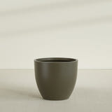 Wannsee Round Planter in Matte Bronze, 44"D × 39"H, shown empty