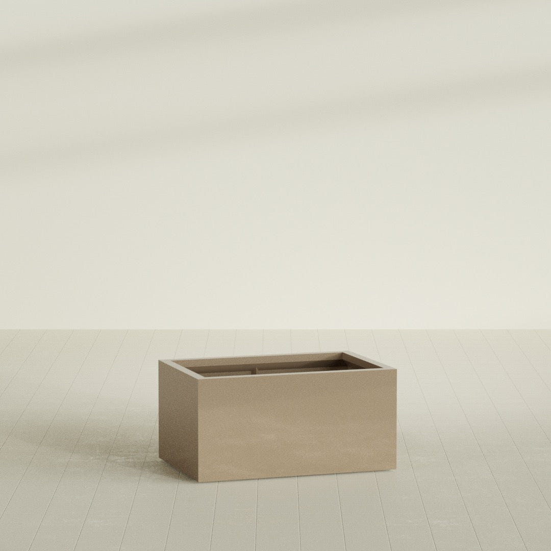 Torino Wide Rectangular Planter in Gloss Metallic Gold, 36"L × 24"D × 18"H, shown empty