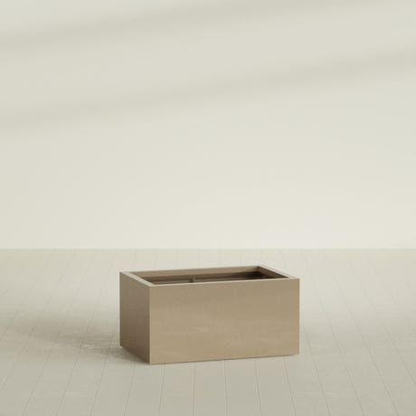 Torino Wide Rectangular Planter in Gloss Metallic Gold, 36"L × 24"D × 18"H, shown empty
