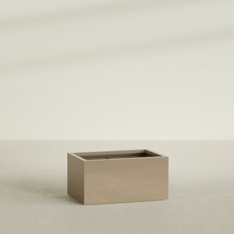 Torino Wide Rectangular Planter in Gloss Metallic Gold, 36"L × 24"D × 18"H, shown empty