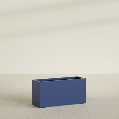 Tolga Rectangular Planter in Matte Cobalt Blue, 48"L × 16"D × 24"H, shown empty